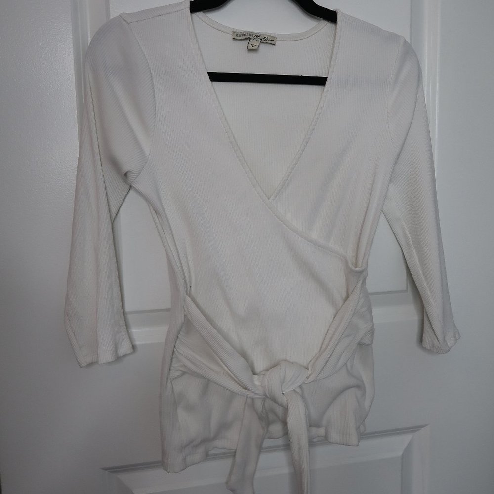 EXPRESS Surplice Tie Waist Blouse